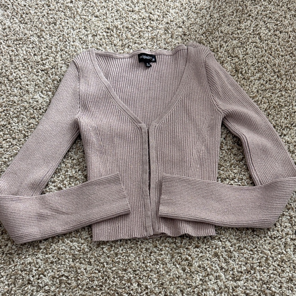 Stylish Ribbed Cardigan in Light Purple